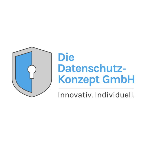 Logo für den Kontakt mir der Datenschutz Konzept GmbH, Mannus weiss. Ein weiß-graues Schild mit einem Schlüsselloch als Symbol für Datenschutz und DSGVO.