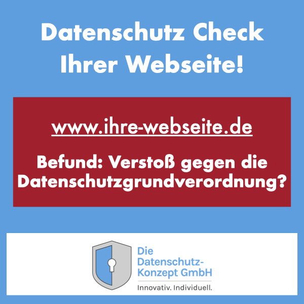 Grafikelement mit dem Hinweis auf eine Überprüfung von Webseiten, ob die DSGVO darauf eíngehalten wurde.